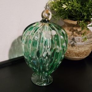 Vintage Hand Blown Hummingbird Feeder
